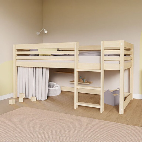 Children's Low loft bed Tuly with ladder - Benlemi