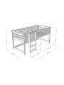 Letto a soppalco basso per bambini Tuly con scaletta - Benlemi