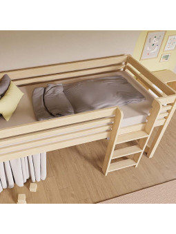 Letto a soppalco basso per bambini Tuly con scaletta - Benlemi