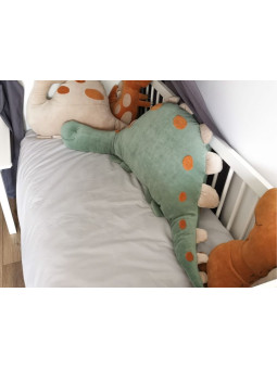 Children’s 2in1 plush pillow and bed bumper sage green Dinosaur - Benlemi