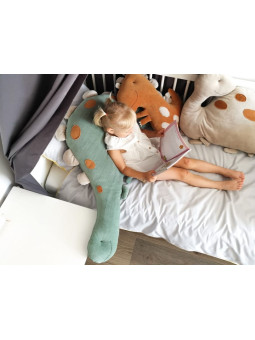 Children’s 2in1 plush pillow and bed bumper sage green Dinosaur - Benlemi