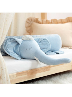 Children’s plush bed bumper light blue Elephant - Benlemi