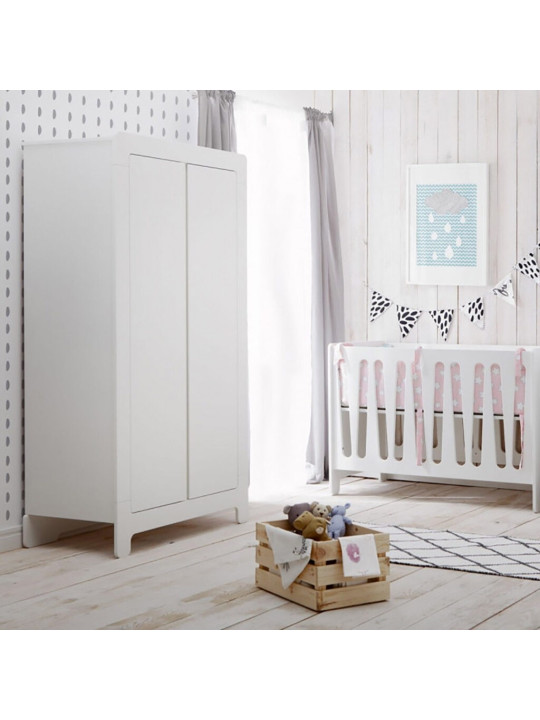 Children's bedroom 2-Door Wardrobe in white MDF Moon Collection