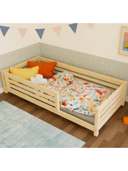 Low children's single bed Tuly with one barrier - Benlemi