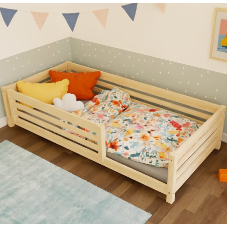 Low children's single bed Tuly with one barrier - Benlemi