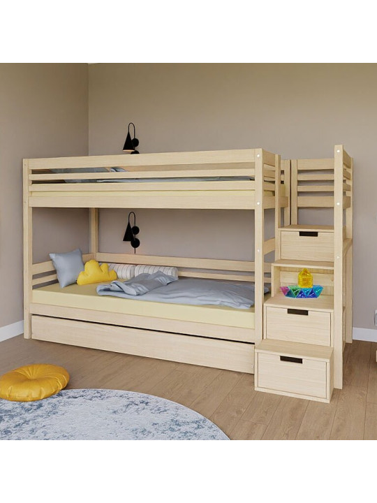 Children's Bunk bed Tuly with storage stairs - Benlemi