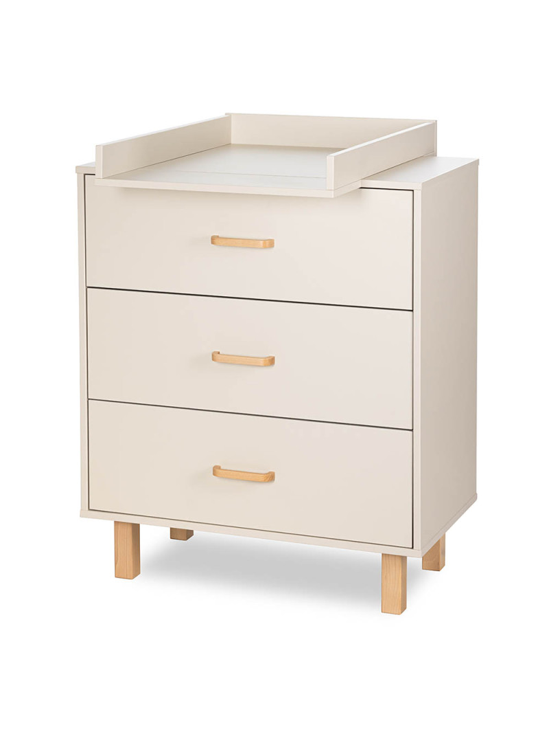 3-Drawer Chest Laura in champagne wood with changing table - Little Sky
