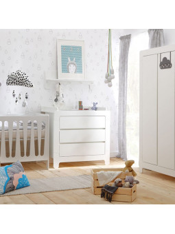 Children's bedroom 3 Drawer Chest with Changing Unit in white MDF Moon Collection