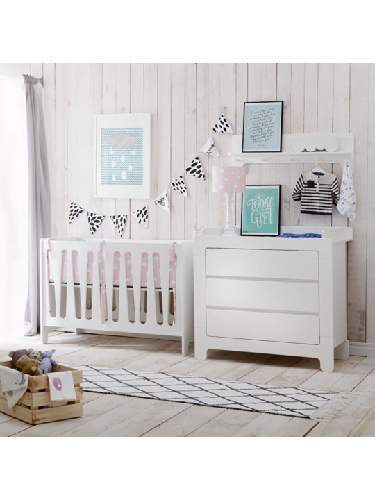 Children's bedroom 3 Drawer Chest with Changing Unit in white MDF Moon Collection