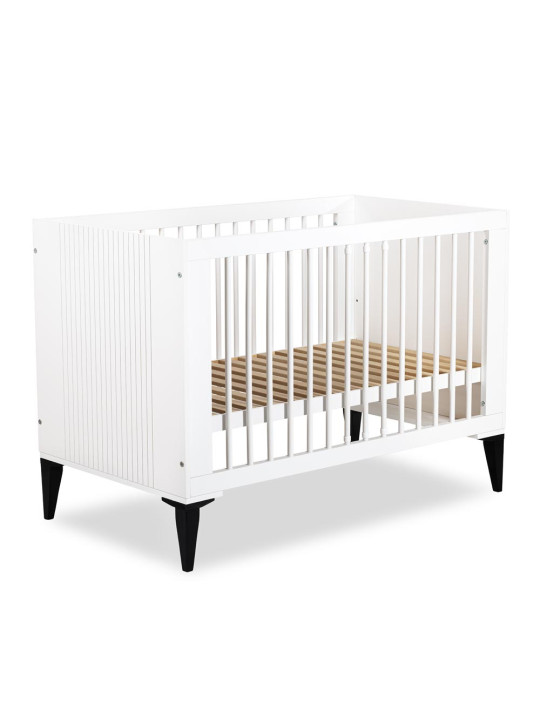 Baby Cot 60x120 Mia in white wood / black legs - Little Sky