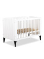 Baby Cot 60x120 Mia in white wood / black legs - Little Sky