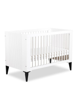 Baby Cot 60x120 Mia in white wood / black legs - Little Sky