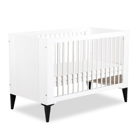 Culla / Lettino 60x120 Mia in legno bianco e gambe nere - Little Sky