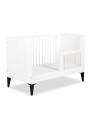 Baby Cot 60x120 Mia in white wood / black legs - Little Sky