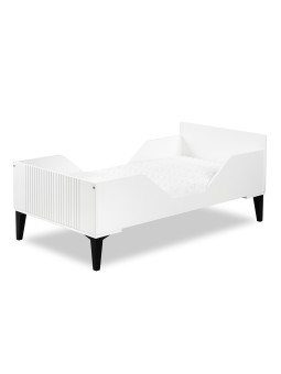 Baby Cot Bed 70x140 Mia in white wood / black legs - Little Sky