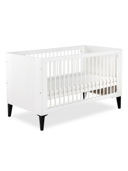 Baby Cot Bed 70x140 Mia in white wood / black legs - Little Sky