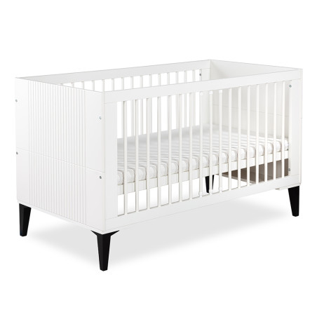 Culla / Lettino 70x140 Mia in legno bianco e gambe nere - Little Sky