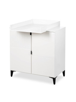 Changing dresser Mia in white wood / black legs - Little Sky