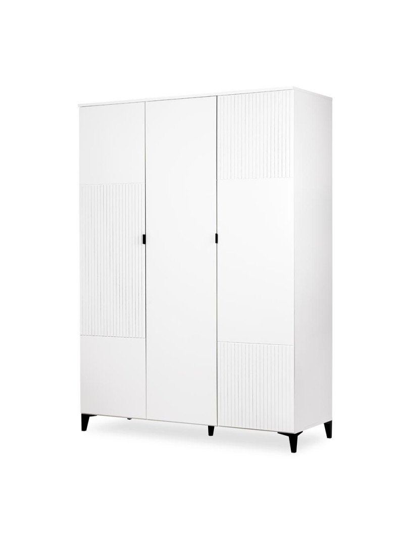 Armadio 3 ante Mia in legno bianco e gambe nere - Little Sky