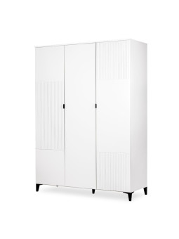 Armadio 3 ante Mia in legno bianco e gambe nere - Little Sky