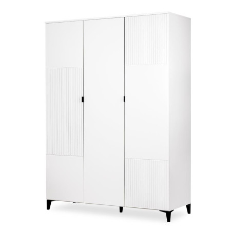 Armadio 3 ante Mia in legno bianco e gambe nere - Little Sky