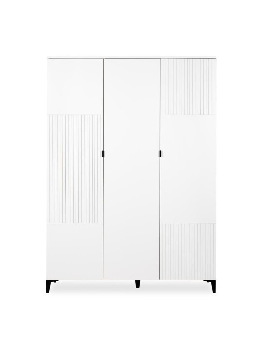 Armadio 3 ante Mia in legno bianco e gambe nere - Little Sky