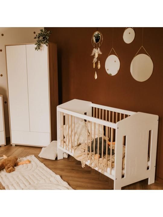 Baby House Cot Bed 60x120 Ida in white wood - Little Sky