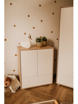 House-shaped changing dresser Ida in white / beech wood - Little Sky