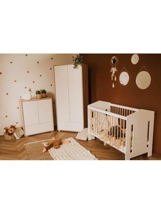 House-shaped changing dresser Ida in white / beech wood - Little Sky