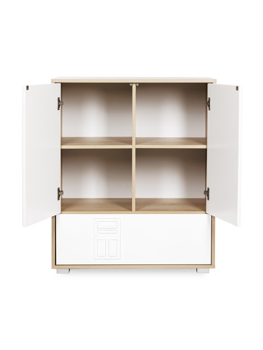 House-shaped changing dresser Ida in white / beech wood - Little Sky