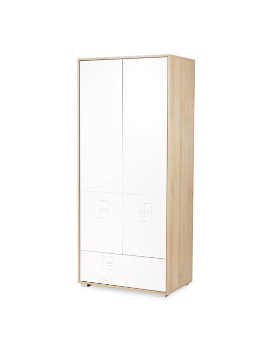 Children's House-Shaped 2-door Wardrobe Ida in white wood - Little Sky