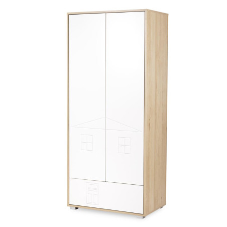 Children's House-Shaped 2-door Wardrobe Ida in white wood - Little Sky