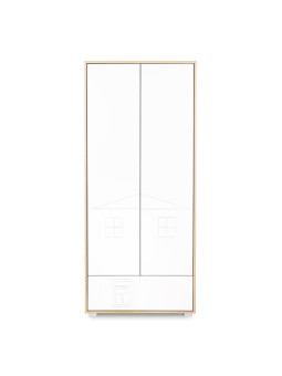 Children's House-Shaped 2-door Wardrobe Ida in white wood - Little Sky
