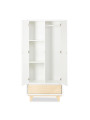Armadio per bambini a 2 ante con cassetto Lydia in stile boho in legno di pino naturale e bianco - Little Sky