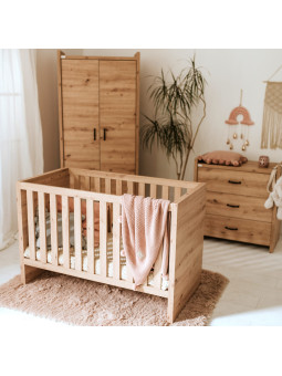 Baby Cot Bed 60x120 Amelia in oak wood - Little Sky