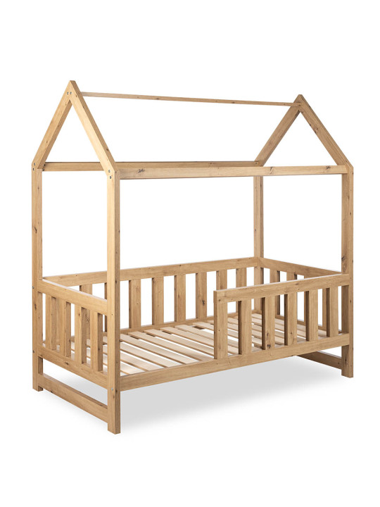 Lettino 160×80 a forma di casetta LIV in legno rovere - Little Sky