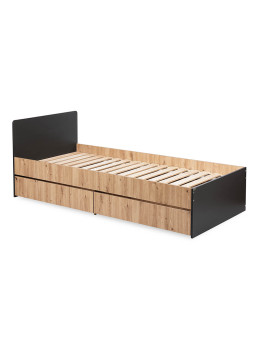 Letto ragazzi DALIA 90x200 cm rovere e antracite - Little Sky