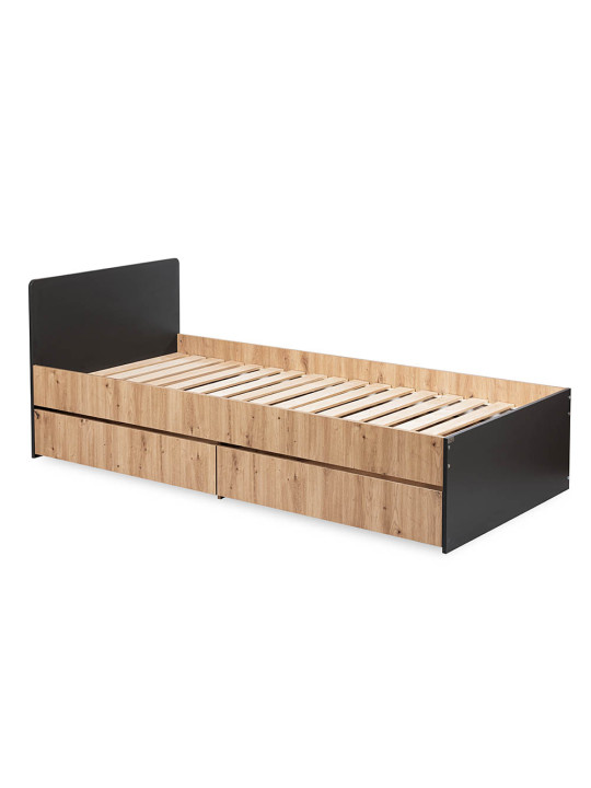 DALIA Kids’ Bed 90x200 cm Oak & Anthracite Grey - Little Sky