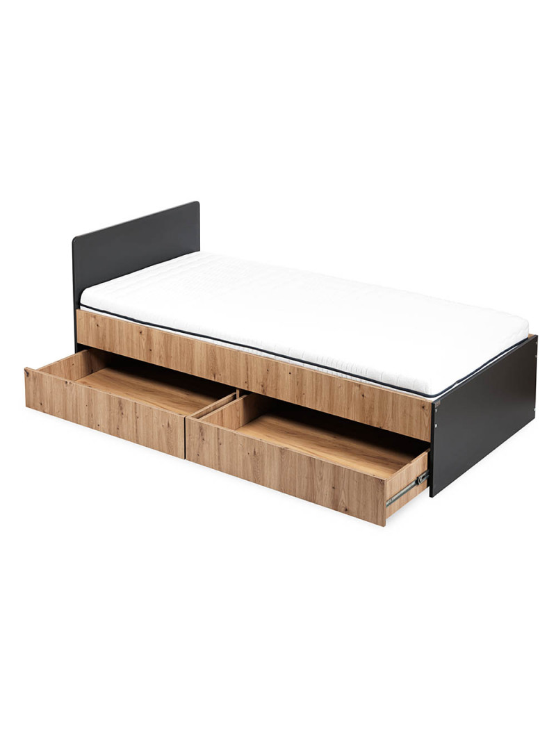 DALIA Kids’ Bed 90x200 cm Oak & Anthracite Grey - Little Sky