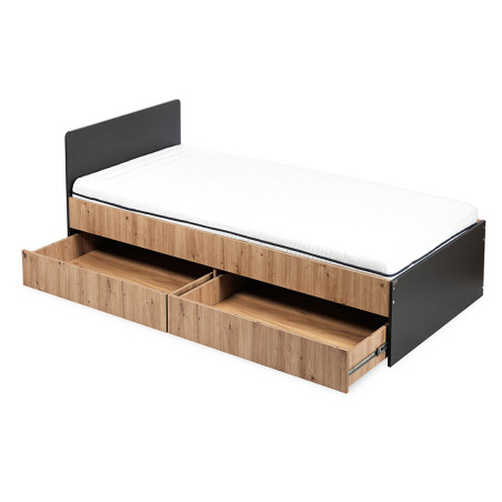 DALIA Kids’ Bed 90x200 cm Oak & Anthracite Grey - Little Sky