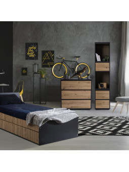 Cassettiera DALIA in rovere e antracite in stile loft - Little Sky