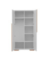 Guardaroba con 2 ante per la Cameretta dei Bambini in MDF bianco e profili in legno di faggio - Collezione Snap