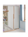 Guardaroba con 2 ante per la Cameretta dei Bambini in MDF bianco e profili in legno di faggio - Collezione Snap