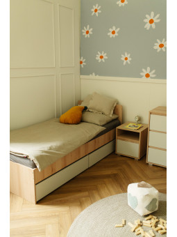 DALIA Oak & Ash Grey Bedside Table - Little Sky