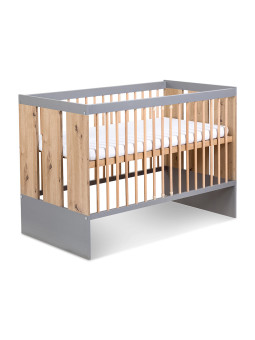 Baby Cot Bed 60x120 Pauline in graphite/oak wood - Little Sky