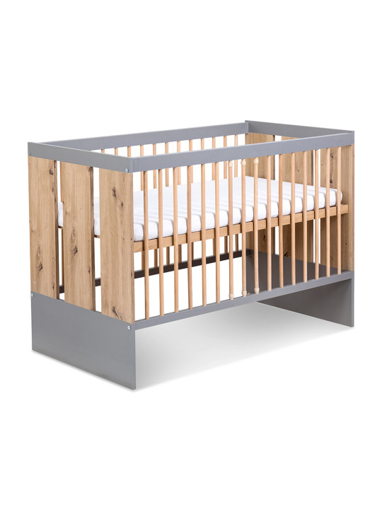 Baby Cot Bed 60x120 Pauline in graphite/oak wood - Little Sky