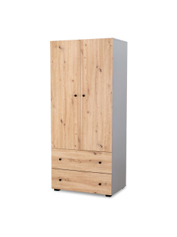 Children's 2-Door Wardrobe Pauline graphite/oak - Little Sky