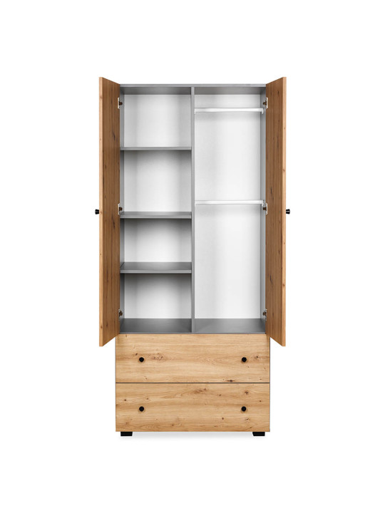Children's 2-Door Wardrobe Pauline graphite/oak - Little Sky