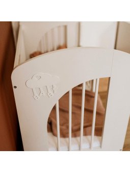 White Baby Cot with Removable Sides 60x120 Nel Cloud - Little Sky