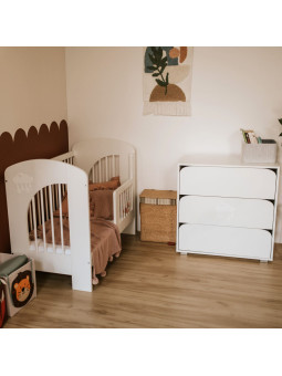 White Baby Cot with Removable Sides 60x120 Nel Cloud - Little Sky